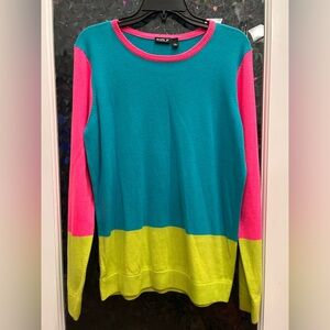 Allen B. by Allen Schwartz Teal and Pink Sweater (B8)